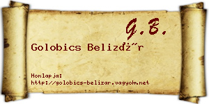 Golobics Belizár névjegykártya